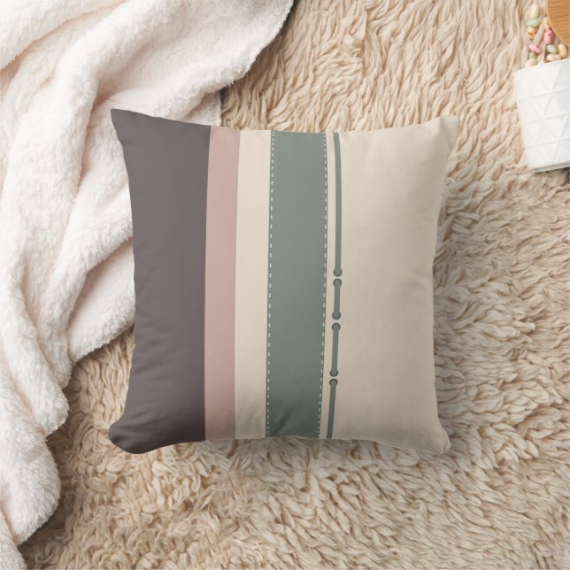 Soft Neutral Striped Throw Pillow – Minimalist Kussen (Deken)