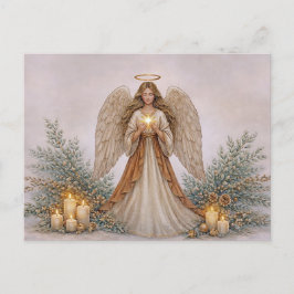 Soft Neutral Watercolor Christmas Angel Feestdagenkaart
