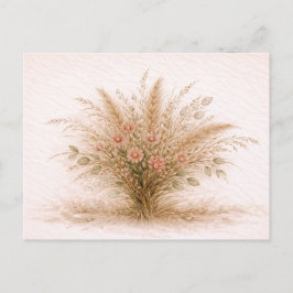 Soft Neutral Wildflower Pampas Grass Botanical  Briefkaart