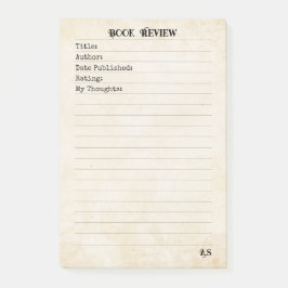 Soft Neutral Yellow Simple Monogram Book Review  Post-it® Notes