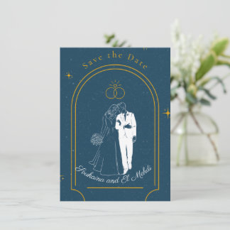 Soft Night Romance , Wedding Save the Date Card Kaart