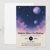 Soft Night Sky with Planets and Clouds Birthday Kaart (Voorkant / Achterkant)
