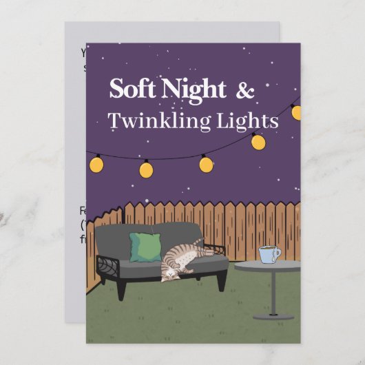 Soft Night & Twinkling Lights – Cozy Evening Invi Kaart (Voorkant / Achterkant)