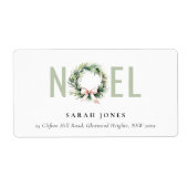 Soft Noel Blush Green Christmas Wreath Adres Etiket (Voorkant)