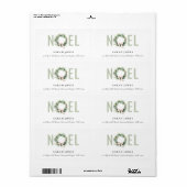 Soft Noel Blush Green Christmas Wreath Adres Etiket (Full Sheet)