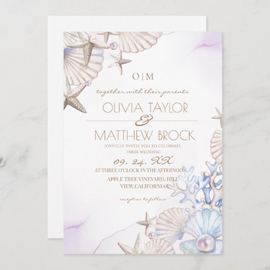 Soft Ocean Beach bruiloft Kaart (Voorkant / Achterkant)