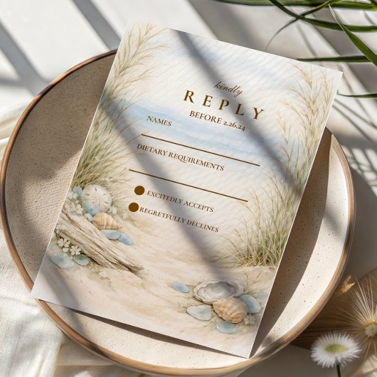 Soft Ocean Breeze Wedding RSVP Kaartje