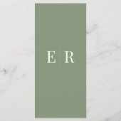 Soft Olive Green Monogram Wedding Menu Kaart (Achterkant)
