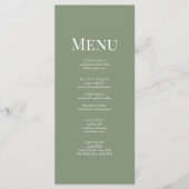 Soft Olive Green Monogram Wedding Menu Kaart (Voorkant)