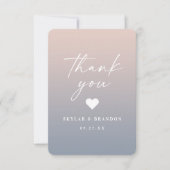 Soft Ombre Blush Pink & Dusty Blue Wedding Bedankkaart (Voorkant)