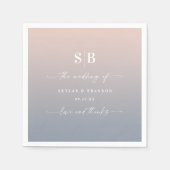 Soft Ombre Blush Pink Dusty Blue Wedding Monogram Servet (Voorkant)