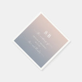 Soft Ombre Blush Pink Dusty Blue Wedding Monogram Servet (Hoek)