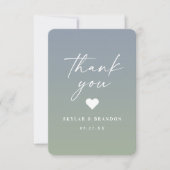 Soft Ombre Dusty Blue en Leaf Green Wedding Bedankkaart (Voorkant)