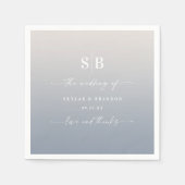 Soft Ombre Dusty Blue & Gardenia Wedding Monogram Servet (Voorkant)