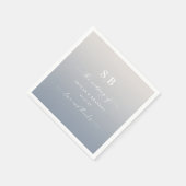 Soft Ombre Dusty Blue & Gardenia Wedding Monogram Servet (Hoek)