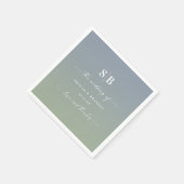 Soft Ombre Dusty Blue Leaf Green Wedding Monogram Servet (Hoek)