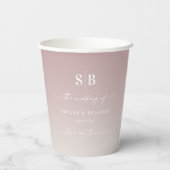 Soft Ombre Mauve Pink & Gardenia Wedding Monogram Papieren Bekers (Achterkant)