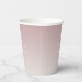 Soft Ombre Mauve Pink & Gardenia Wedding Monogram Papieren Bekers (Rechts)
