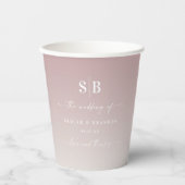 Soft Ombre Mauve Pink & Gardenia Wedding Monogram Papieren Bekers (Voorkant)