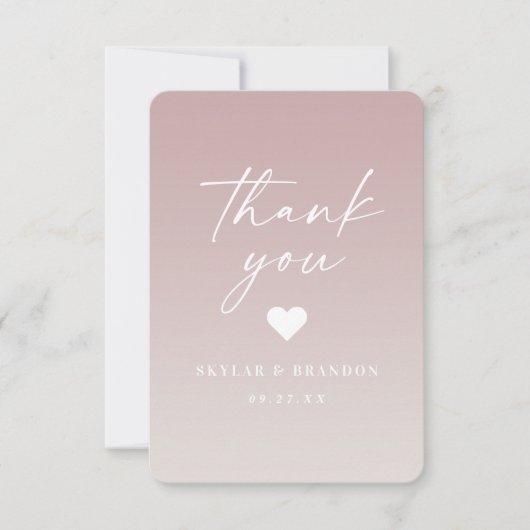 Soft Ombre Mauve Pink & Gardenia White Wedding Bedankkaart (Voorkant)
