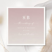 Soft Ombre Mauve Pink Off-White Wedding Monogram Servet