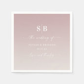 Soft Ombre Mauve Pink Off-White Wedding Monogram Servet (Voorkant)