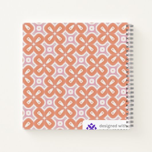 Soft Orange & Pink Floral Geometric Notebook – Aes Notitieboek (Achterkant)