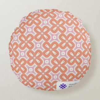 Soft Orange & Pink Floral Geometric Round Pillow – Rond Kussen