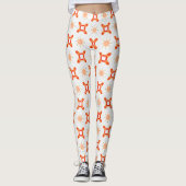 Soft Orange-Red Floral & Frame Pattern Leggings (Voorkant)