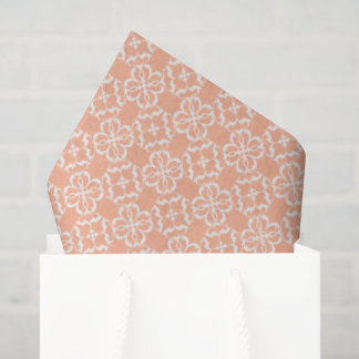 Soft Orange & White Floral Lattice Pattern Tissuepapier