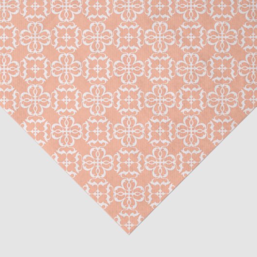 Soft Orange & White Floral Lattice Pattern Tissuepapier (Detail)