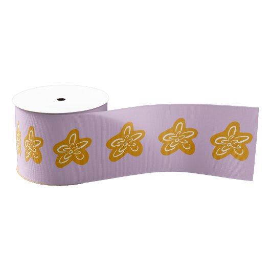 Soft Orchid Pink Golden Flowers Birthday Grosgrain Lint (Spoel)