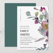 SOFT PAARS LILA FLORAL BABY SHOWER INVITE BEDANKKAART (Voorkant / Achterkant)