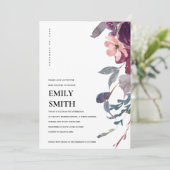 SOFT PAARS LILA FLORAL BABY SHOWER INVITE BEDANKKAART (Staand voorkant)