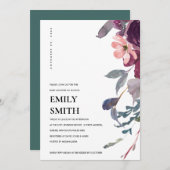 SOFT PAARS LILA FLORAL BABY SHOWER INVITE BEDANKKAART (Voorkant / Achterkant)