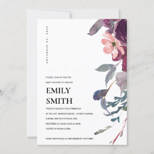 SOFT PAARS LILA FLORAL BABY SHOWER INVITE BEDANKKAART