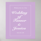 Soft Paars & White Modern Weddenschap Welkom Poster (Voorkant)