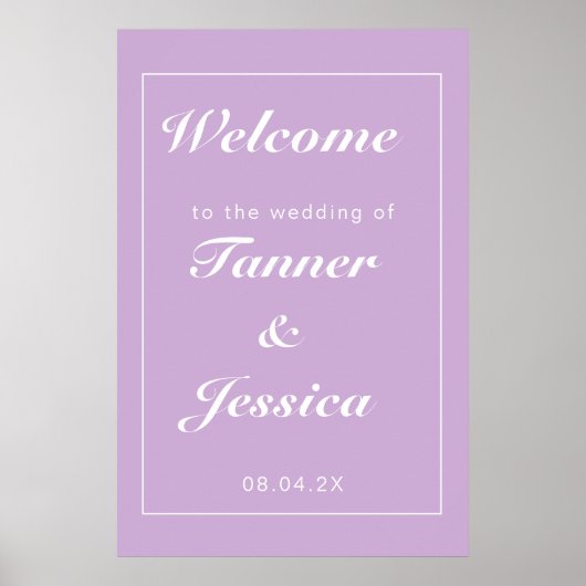 Soft Paars & White Modern Wedding Welcome Poster (Voorkant)