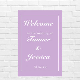 Soft Paars & White Modern Wedding Welcome Poster