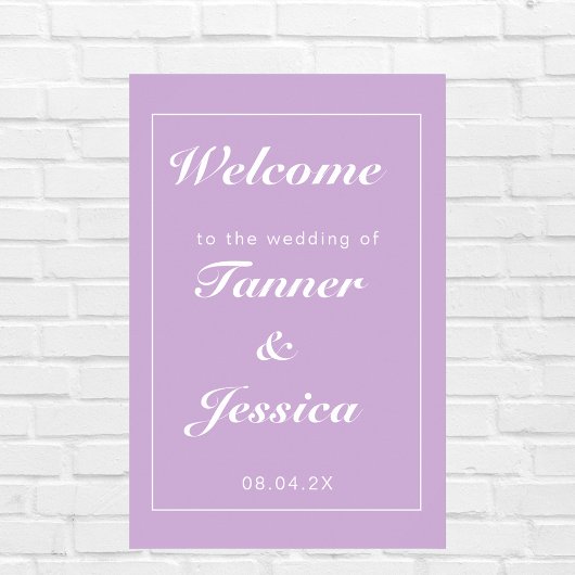 Soft Paars & White Modern Wedding Welcome Poster