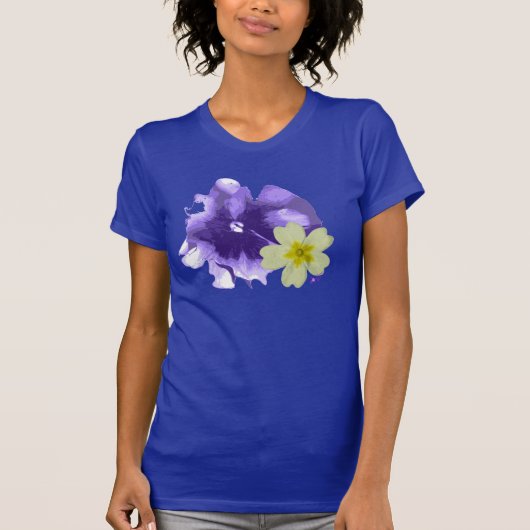 Soft Paars & Yellow Flowers Fine Jersey T-Shirt (Voorkant)