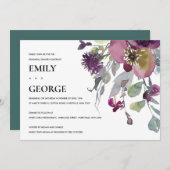 SOFT PAARSE LILA FLORALE REHEARSAL DINNER INVITE BEDANKKAART (Voorkant / Achterkant)