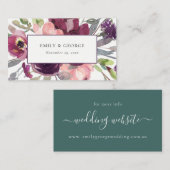 SOFT PAARSE LILA WATERVERF FLORA WEDDING WEBSITE VISITEKAARTJE (Voorkant / Achterkant)