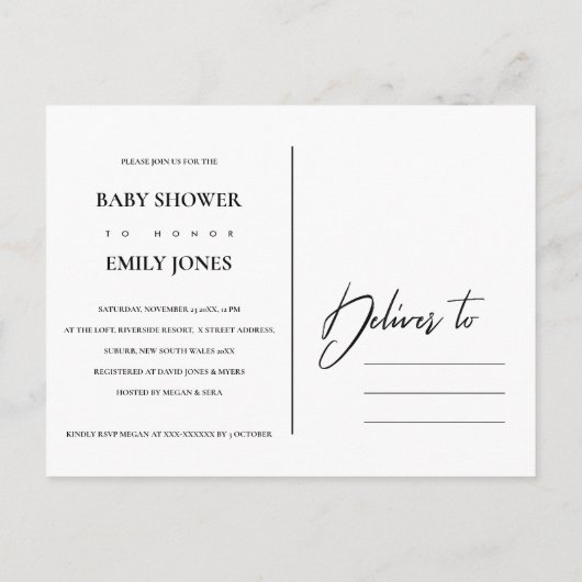 SOFT PAARSE LILA WATERVERF FLORAL BABY SHOWER UITNODIGING BRIEFKAART (Achterkant)