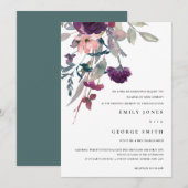 SOFT PAARSE LILA WATERVERF FLORAL WEDDING INVITE BEDANKKAART (Voorkant / Achterkant)