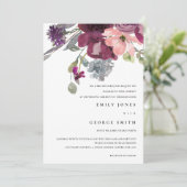 SOFT PAARSE LILA WATERVERF FLORAL WEDDING INVITE BEDANKKAART (Staand voorkant)
