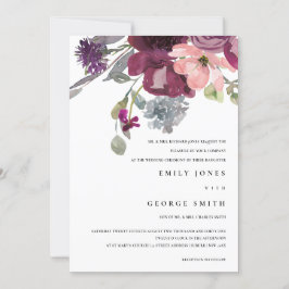 SOFT PAARSE LILA WATERVERF FLORAL WEDDING INVITE BEDANKKAART