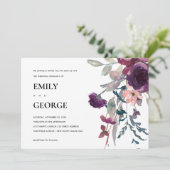 SOFT PAARSE LILA WATERVERF FLORAL WEDDING INVITE BEDANKKAART (Staand voorkant)
