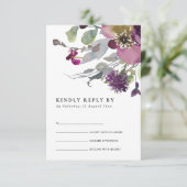SOFT PAARSE LILA WATERVERF FLORAL WEDDING RSVP INFORMATIEKAARTJE (Staand voorkant)