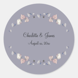 Soft Paarse Schotse Heather Wedding Hearts Ronde Sticker